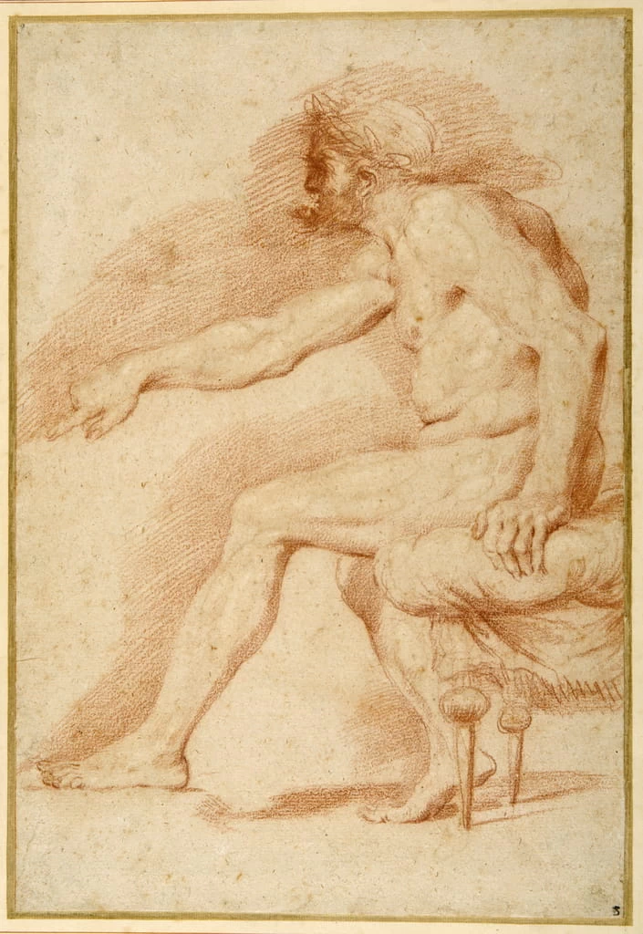  93-Andrea Sacchi-Studio di nudo barbuto-The Devonshire Collections, Chatsworth 